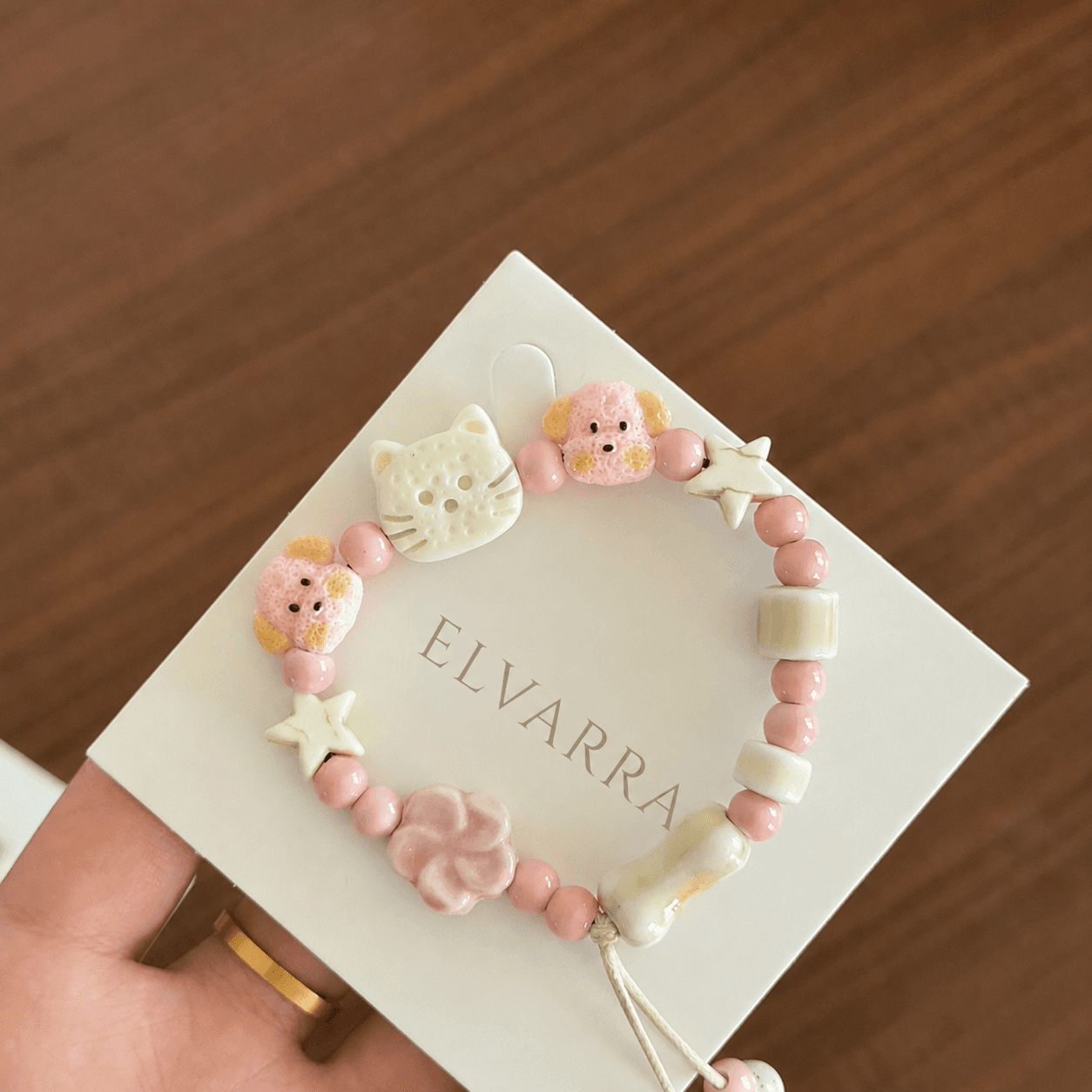 Elvarra Pastel Ceramic Charm Bracelet Pink