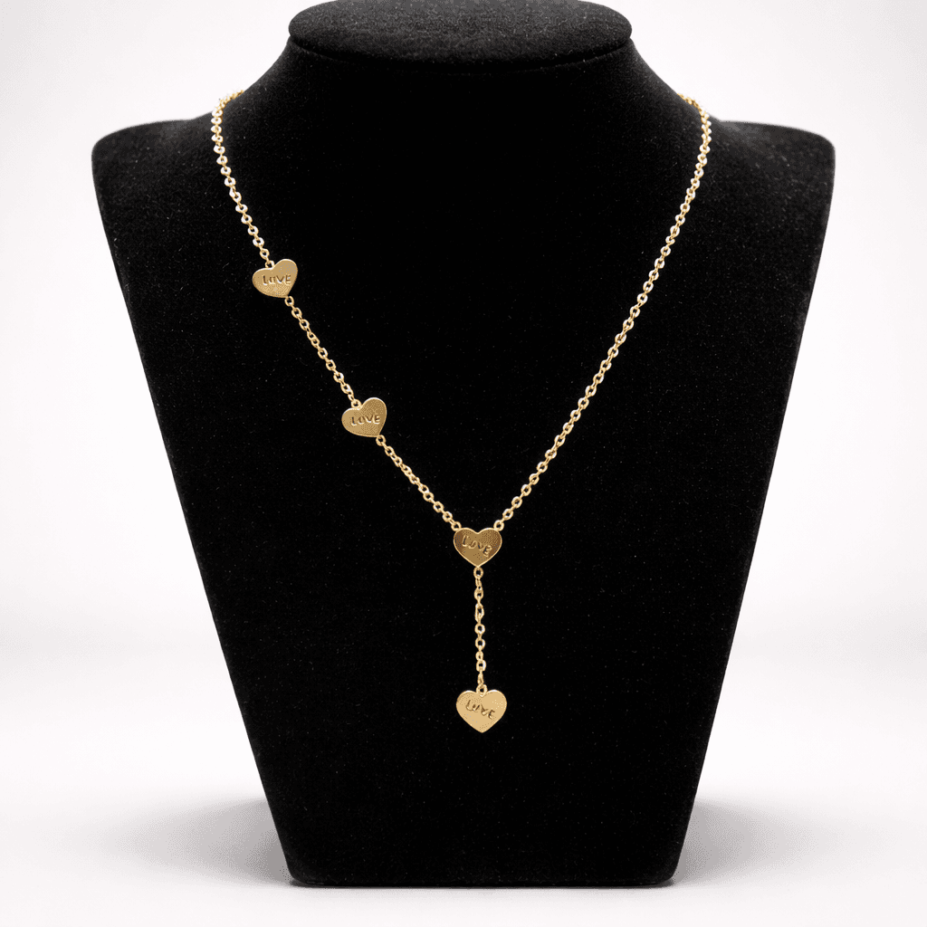Stainless Steel Heart Pendant Y-Chain Necklace - alternate